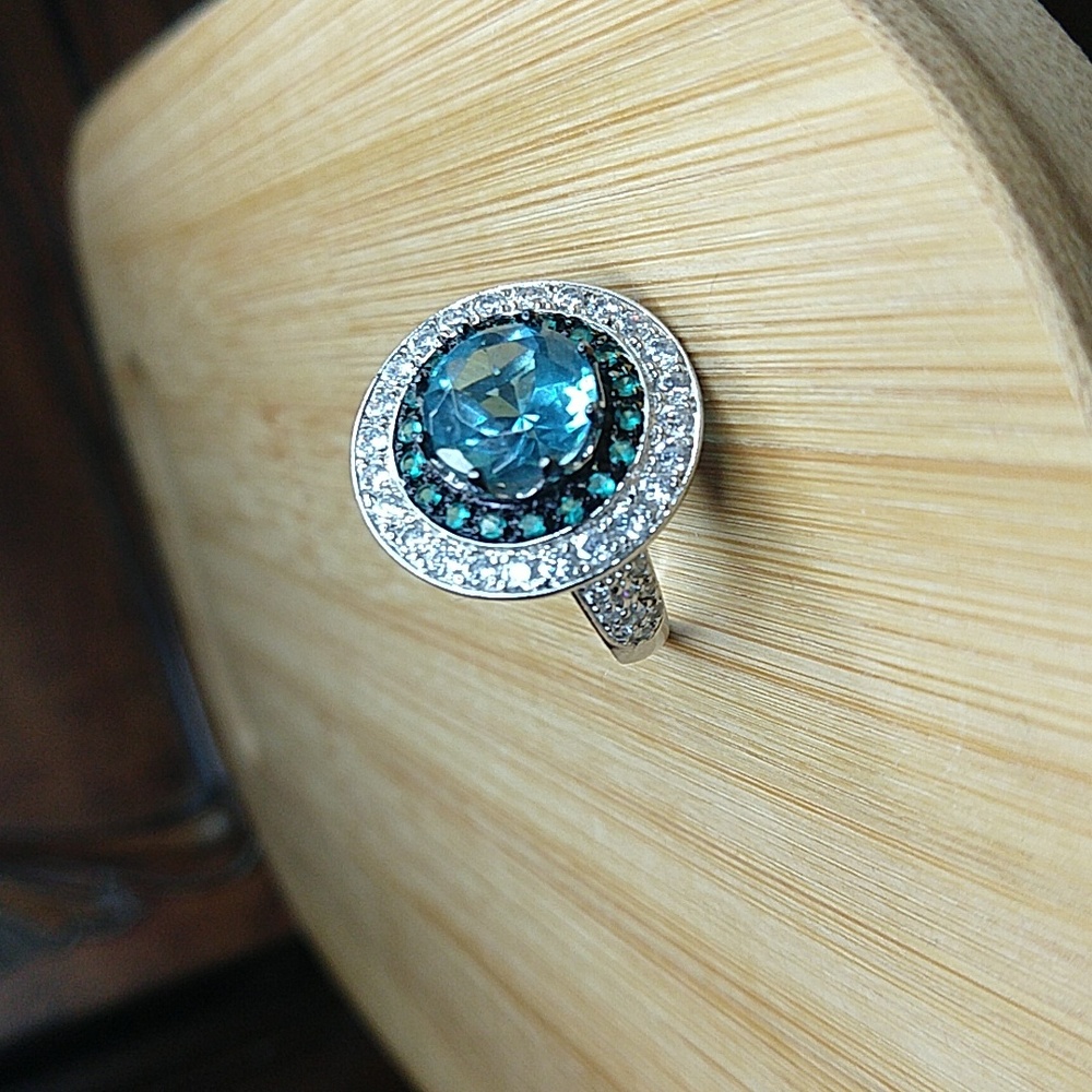 Sterling silver Ross Simon's ring 925 circle halo cz
